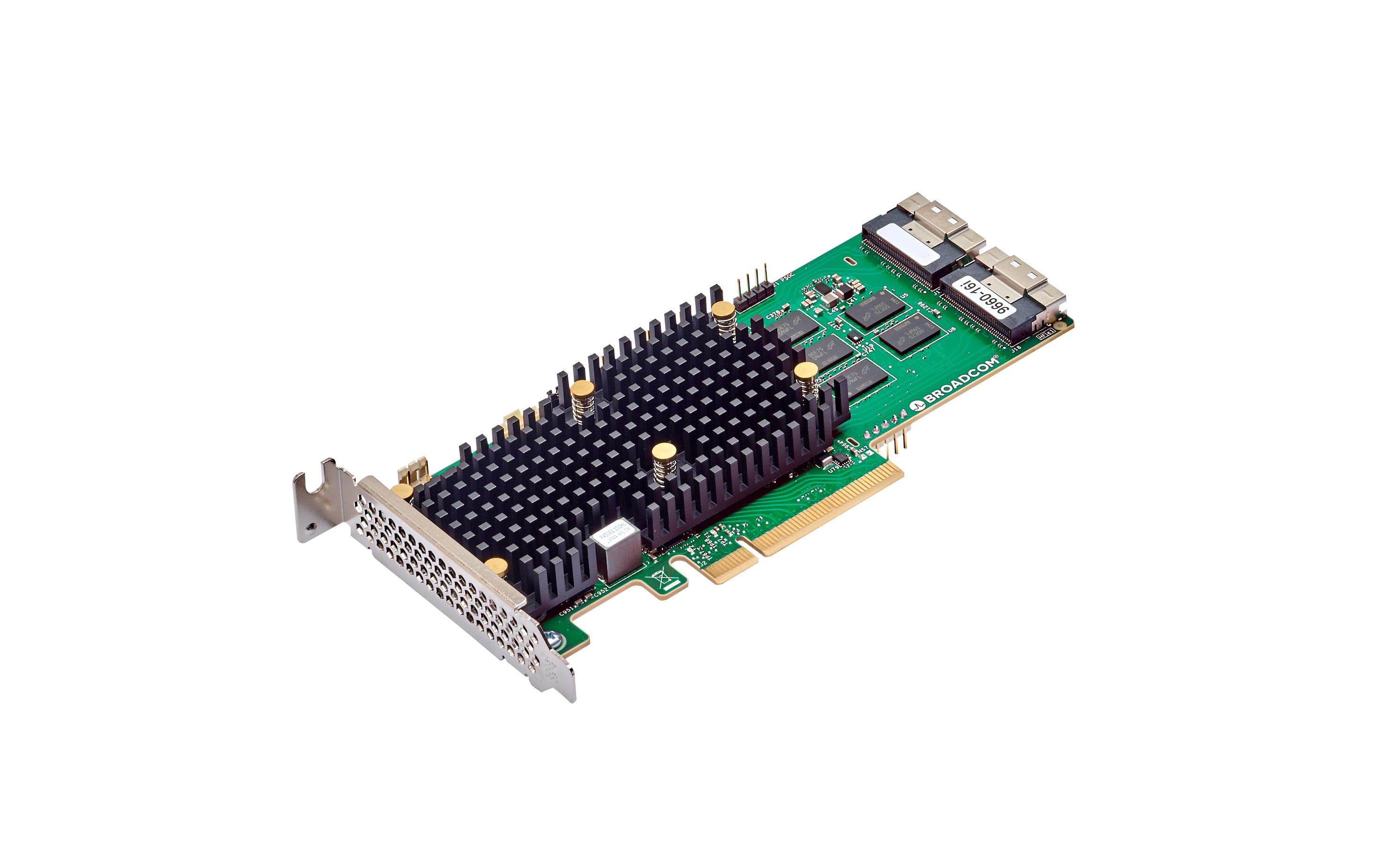 RAID-Controller MegaRaid 9660-16i<br>Bietet bahnbrechende RAID-Wiederherstellungszeiten mit der doppelten Bandbreite und mehr als der doppelten RAID 5 IOPS