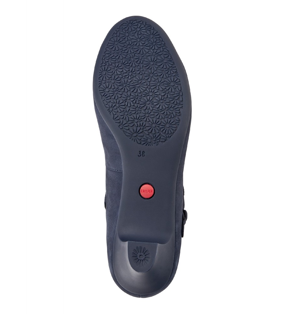 Sapatos Camper Helena Low em couro azul marinho
