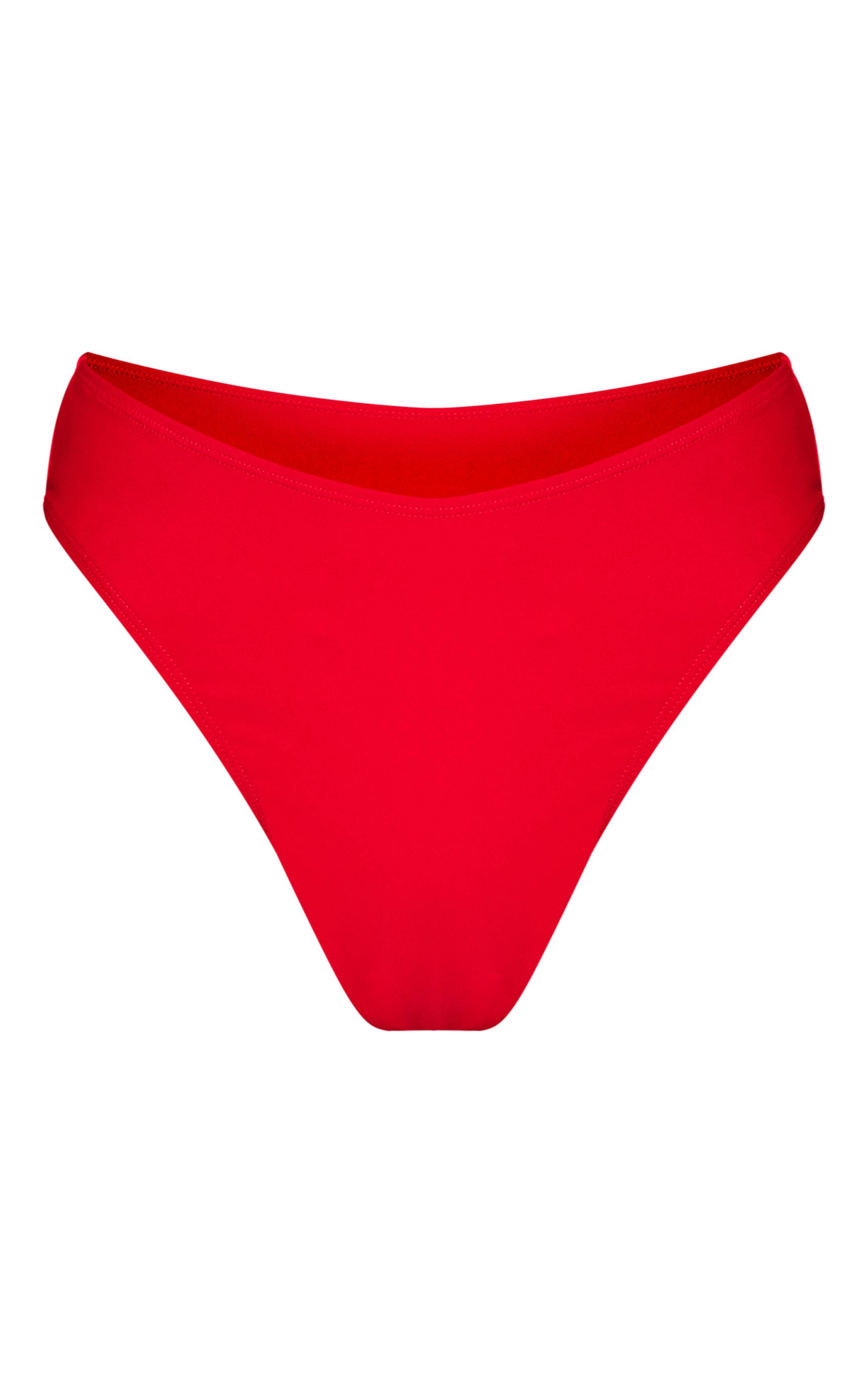 Rouge Bas De Bikini Taille Haute Basique