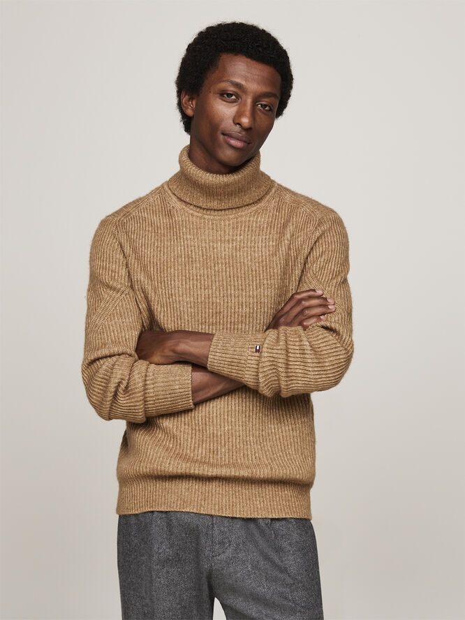 Tommy Hilfiger DC STRUCTURE MOULINE ROLL NECK Ivory mouline