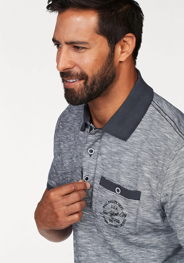 Man's World Poloshirt Kurzarm,  Regular Fit,  melierte Struktur,  Rundhalsausschnitt