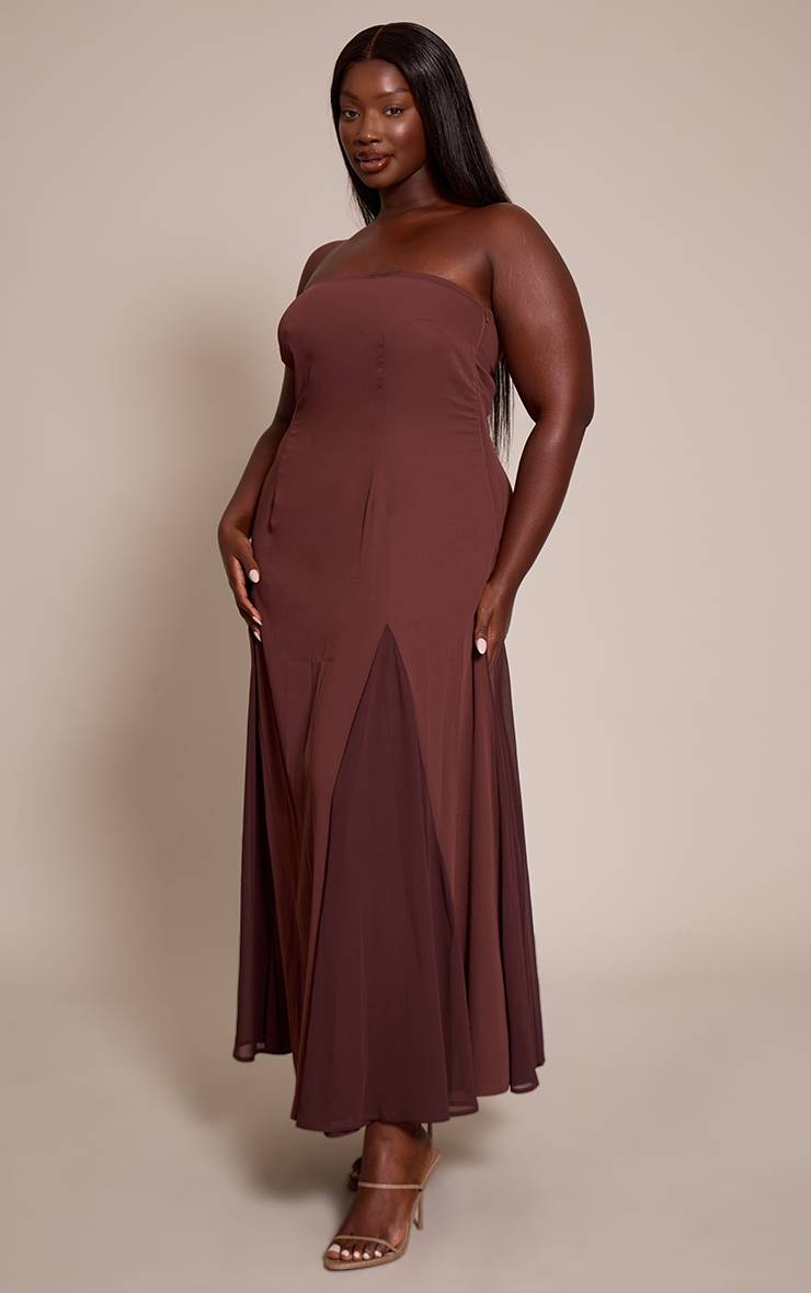 Chocolat Robe Midaxi À Godets Bandeau Grande Taille
