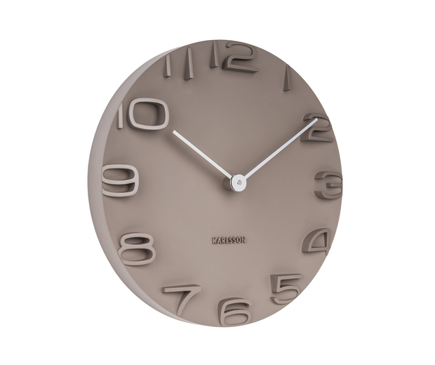 Wall clock on the Edge warm grey w. chrome hands