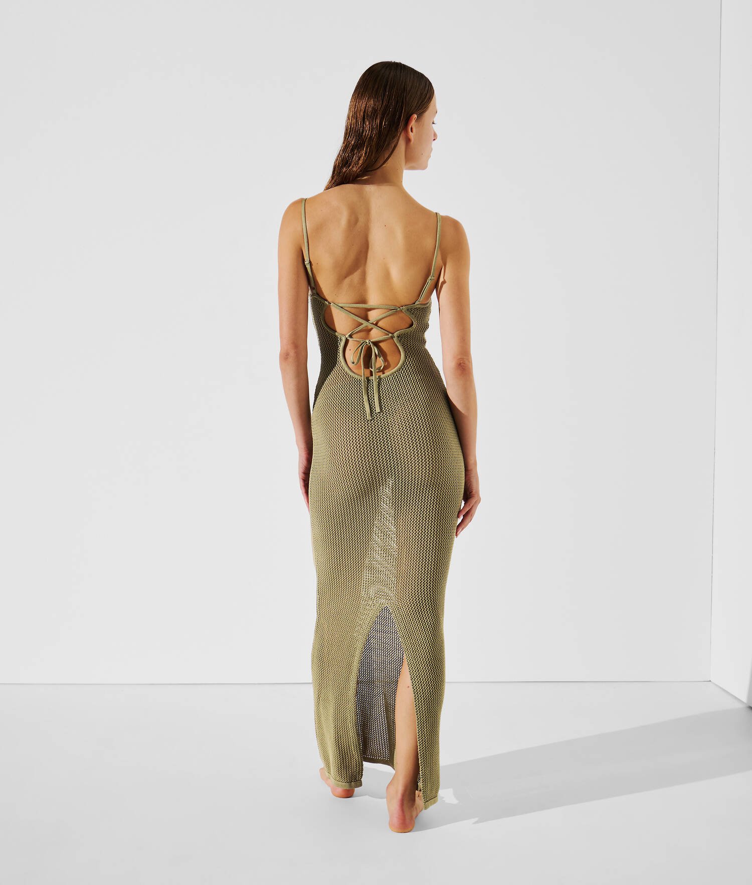 ROBE DE PLAGE EN CROCHET - Vert d'huile