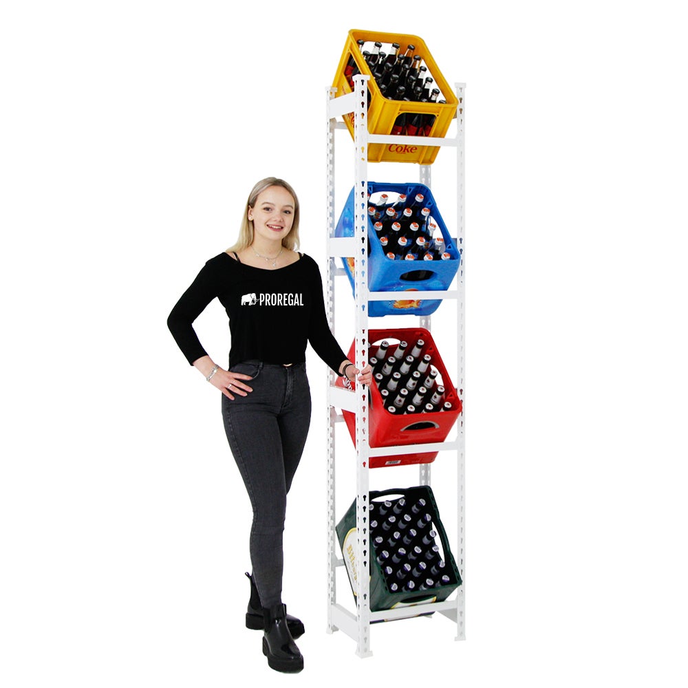 PROREGAL Drankkratplank, Hoog Big Camel, HxBxD 200 x 40 x 30 cm, Wit