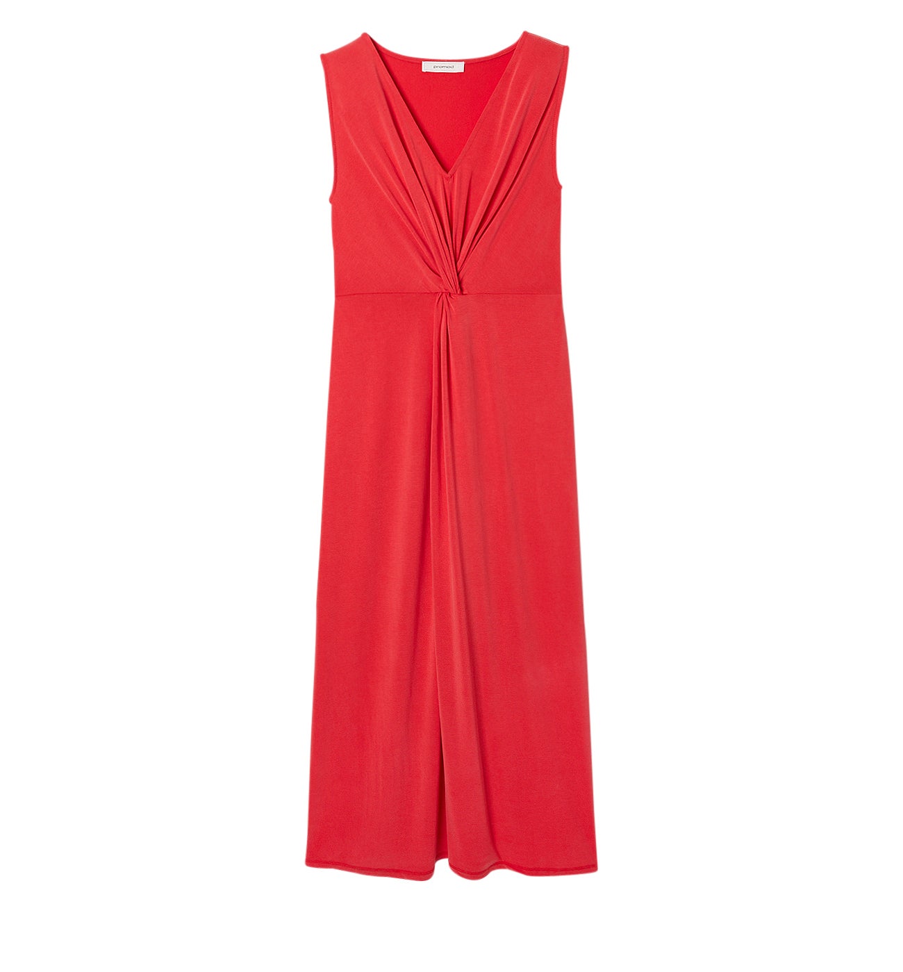 Longue robe unie en jersey - Groseille