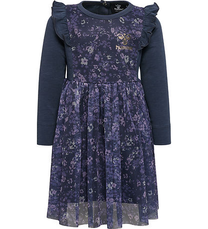 Hummel Tüllkleid - hmlOann - Ombre Blue/Lila m. Blumen