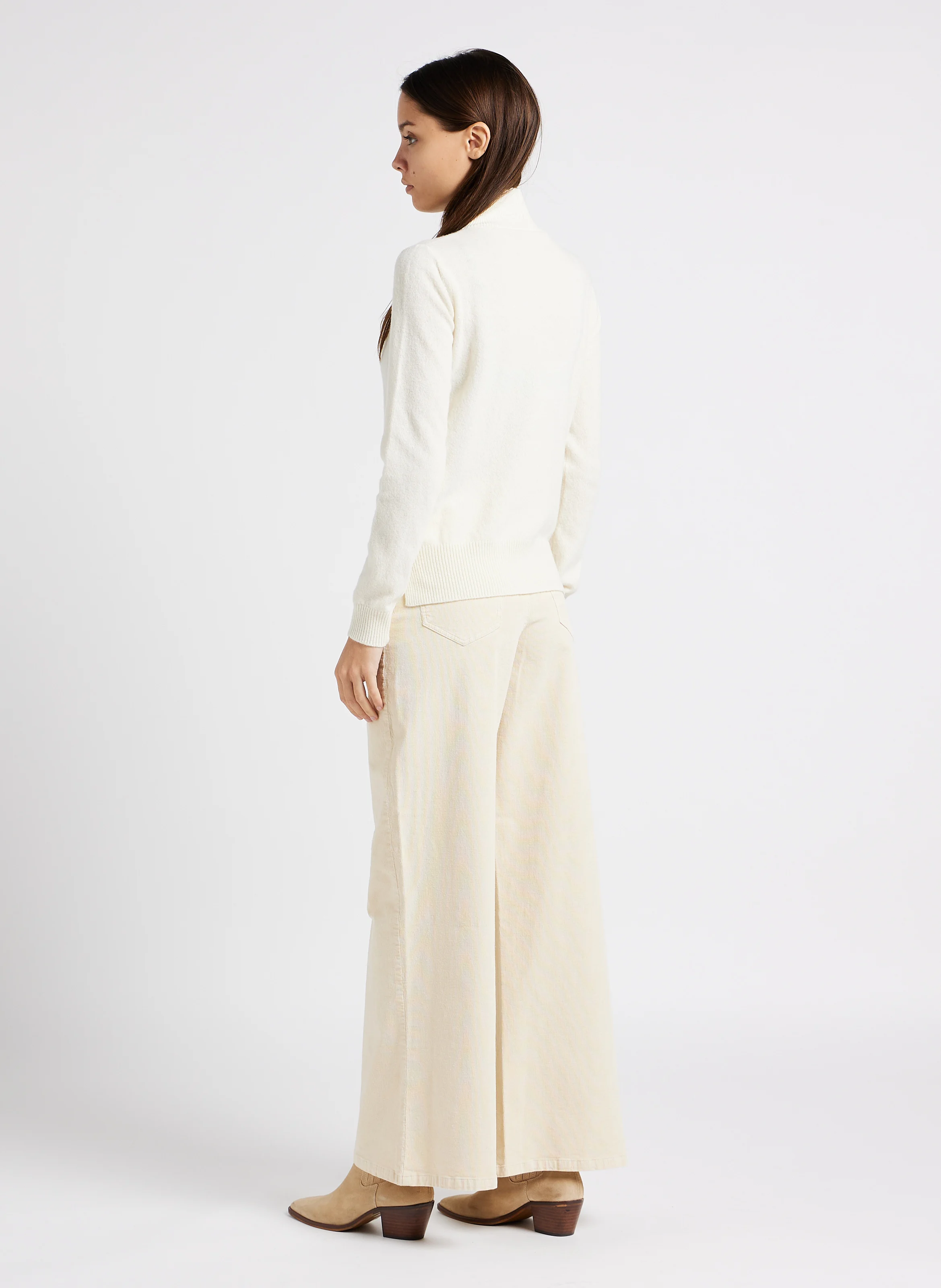 RICEVUTA - Pantalon large en coton mélangé| Blanc