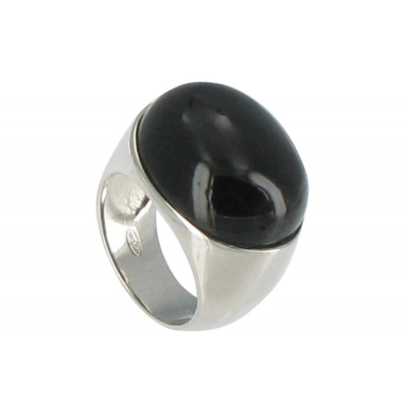 Bague Miroir Noire Argent et Onyx