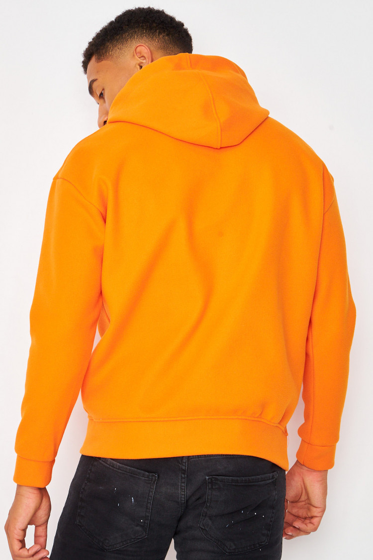 Sweat polaire orange à capuche uni