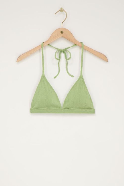Groene bikini top triangel met rib en ruffle
