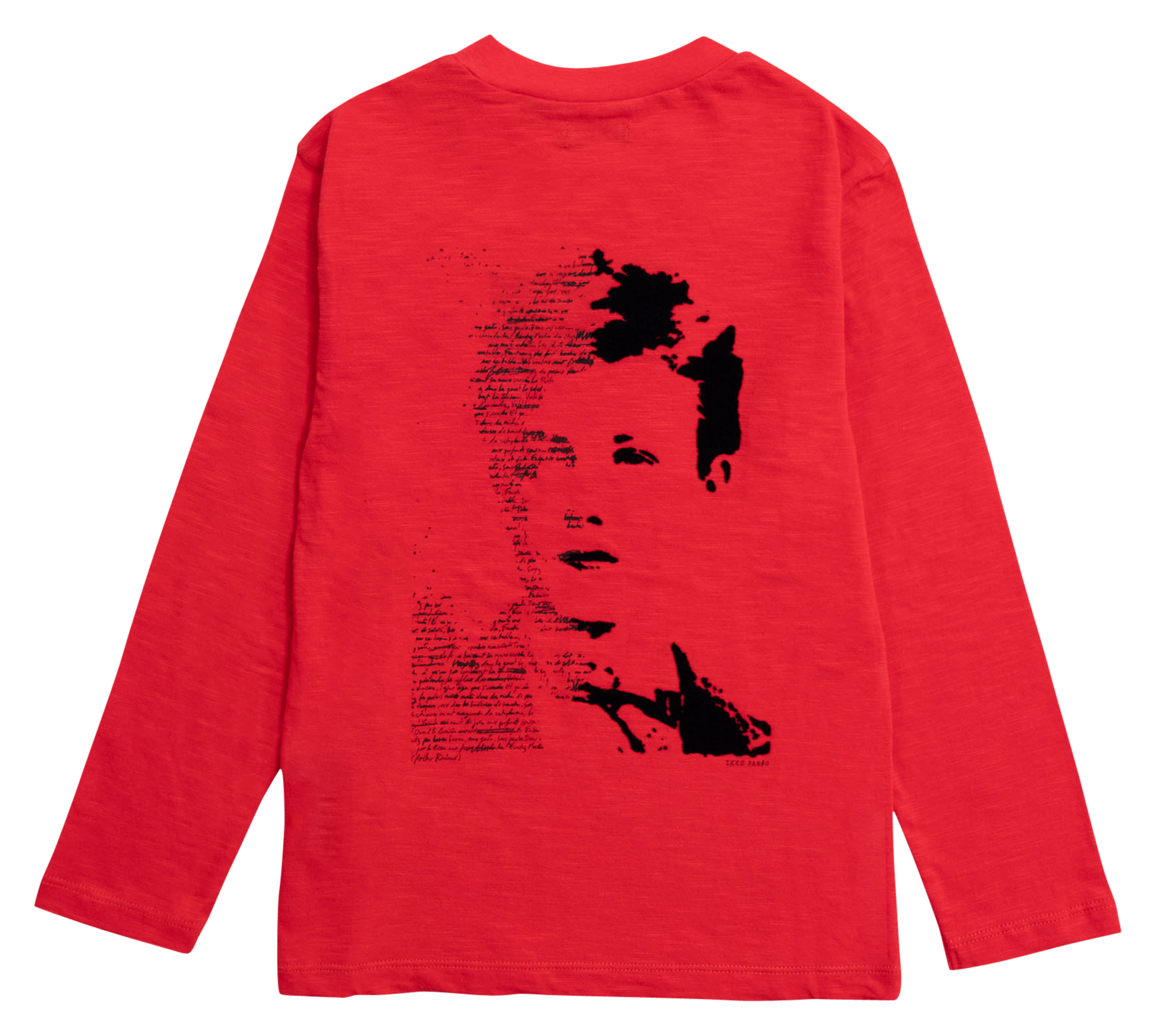 Tee-shirt col rond droit en coton brodé | Rouge