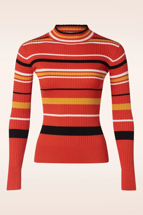 Vixen High neck striped sweater in oranje