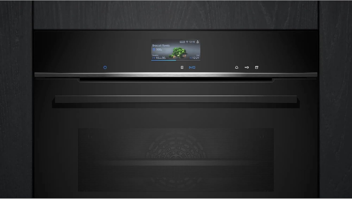 Siemens CS736G1B1, Smarter iQ700 Einbau-Kompaktdampfbackofen, 60 x 45 cm, Schwarz, Made in Germany, Dampfgaren, Hydrolyse Selbstreinigung, Touchscreen, Air Fry, 4D Heißluft, Backautomatik, Pizzastufe