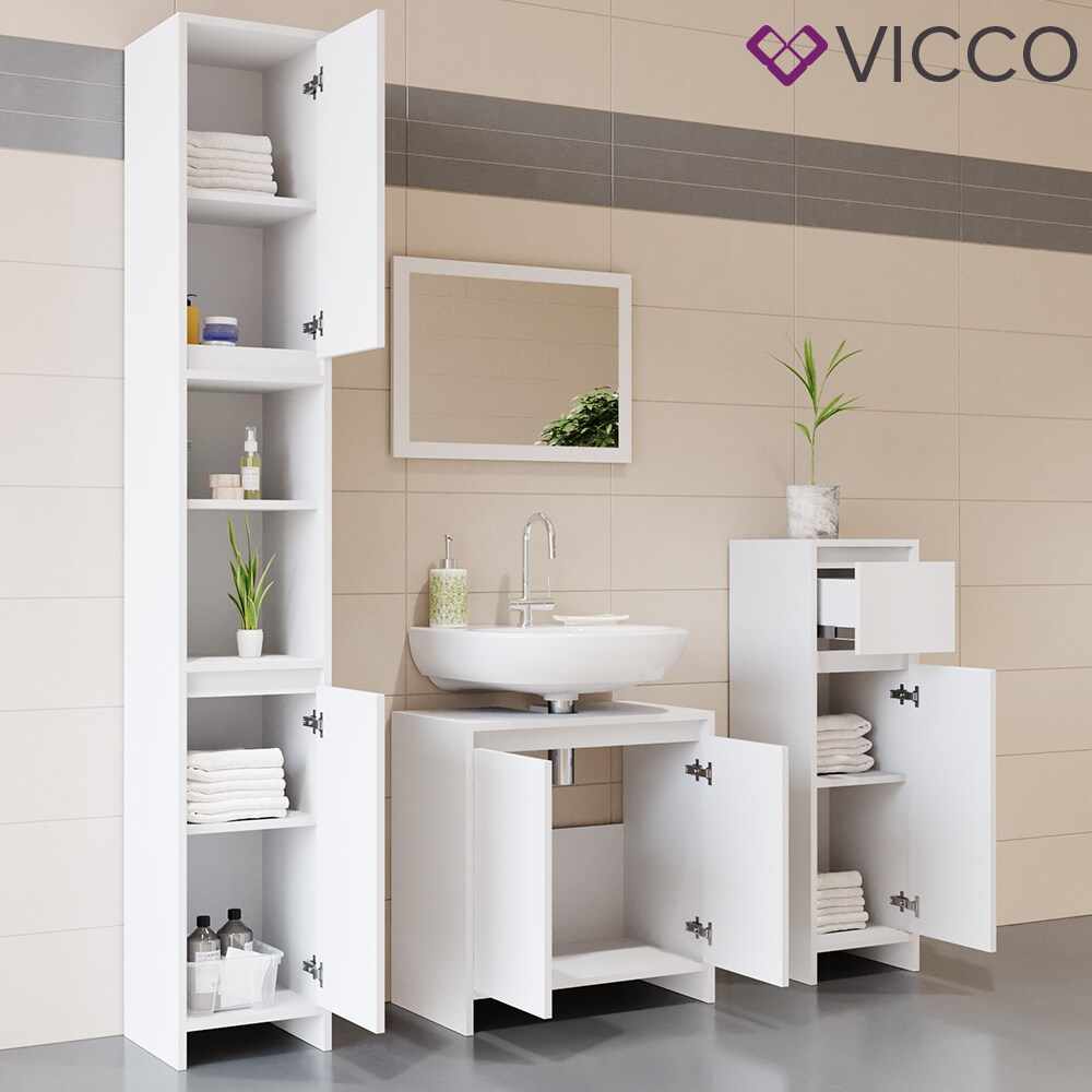 VICCO Waschbeckenunterschrank EMMA Weiß Unterschrank Badschrank Badezimmer