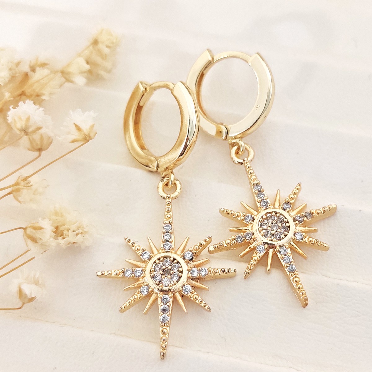 Boucles d'oreilles - Laiton plaqué or & zirconium