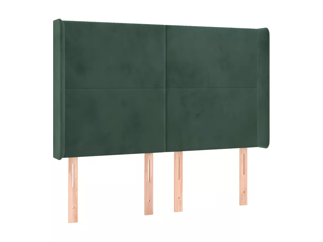 Sommier tapissier matelas et LED Vert foncé 140x200 cm Velours