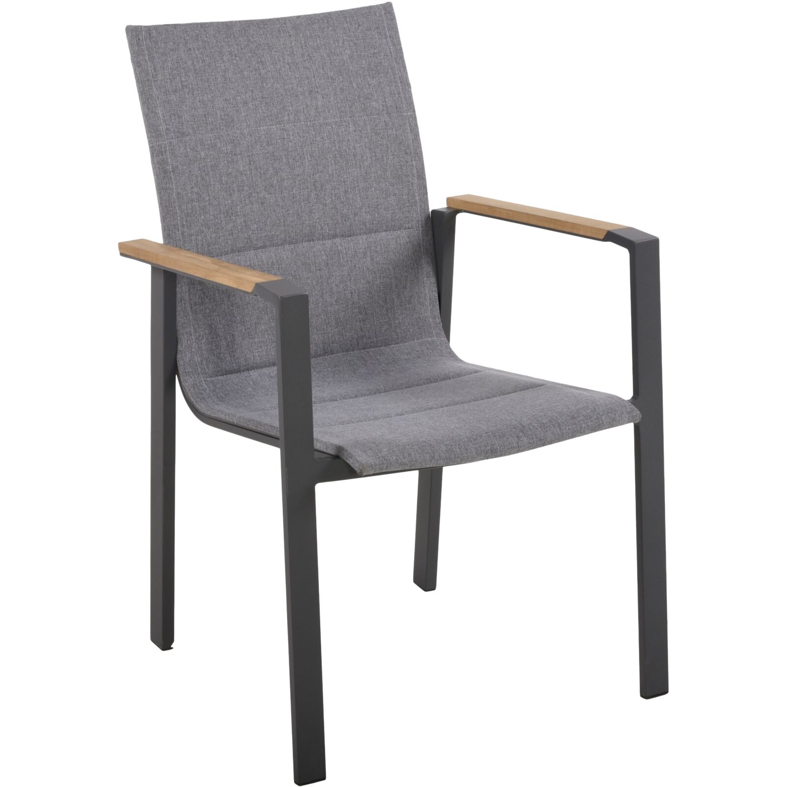 Tischgruppe RANA/DAVINA- dunkelgrau - natur - Teak - Aluminium
