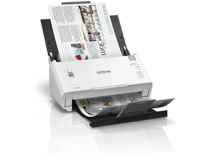 Epson WorkForce DS-410 - Dokumentscanner - Contact Image Sensor (CIS) - Duplex - A4 - 600 dpi x 600 dpi - op til 26 ppm (mono) / op til 26 ppm (farve) - ADF (50 ark) - op til 3000 scanninger pr. dag - USB 2.0