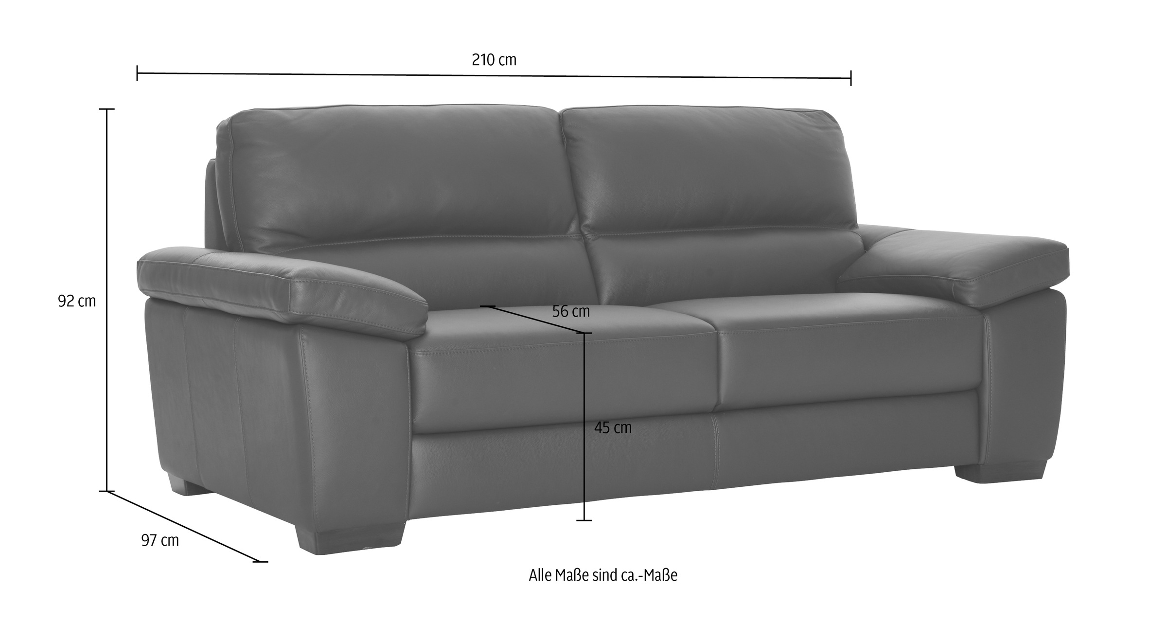 CALIA ITALIA 3-Sitzer »Gaia, Sofa im edlen Design und mit erstklassigem Sitzkomfort« aus pflegeleichtem Luxus-Microfaser Ginevra Hydro Care
