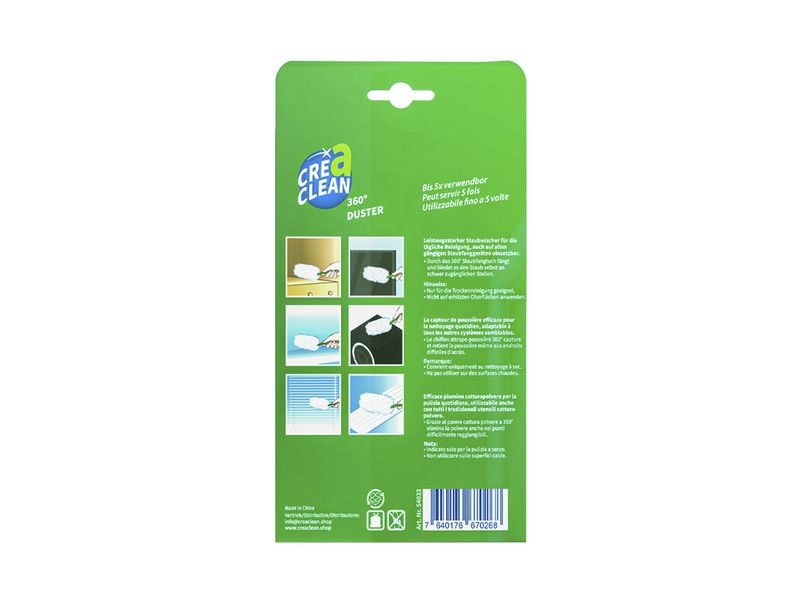 CreaClean Staubmagnet Starter Kit 360° Grün/Weiss Staubwedel mit 5 Staubfangtücher