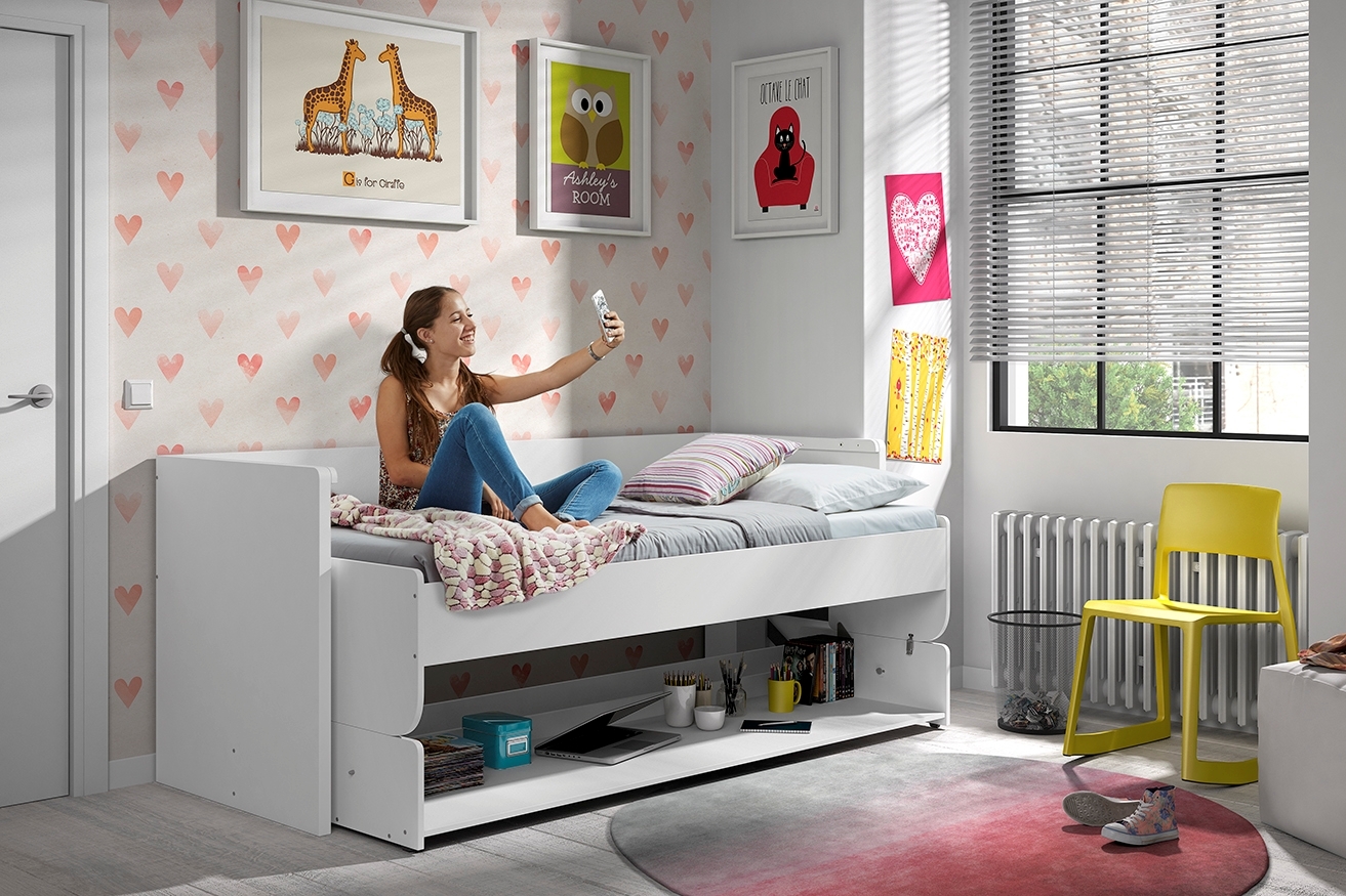 Funktionsbett DENVER - weiß - mit Schreibtisch - 90x200 cm