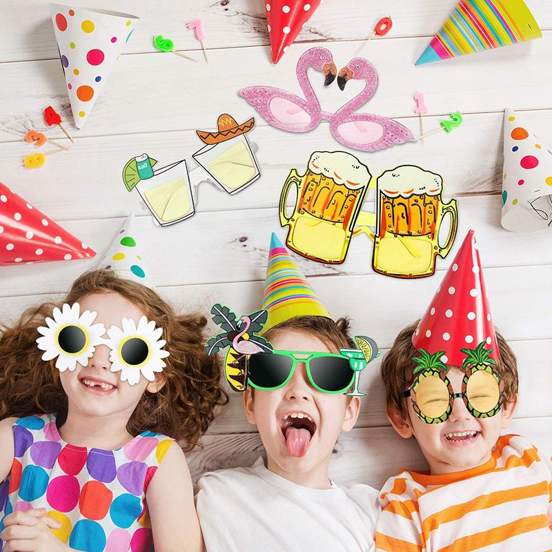 (7er Set) Photo Booth Sommer Brille Fotorequisite Party Sonnenbrille Verkleidungs Accessoire für lustige Bilder - Cocktail