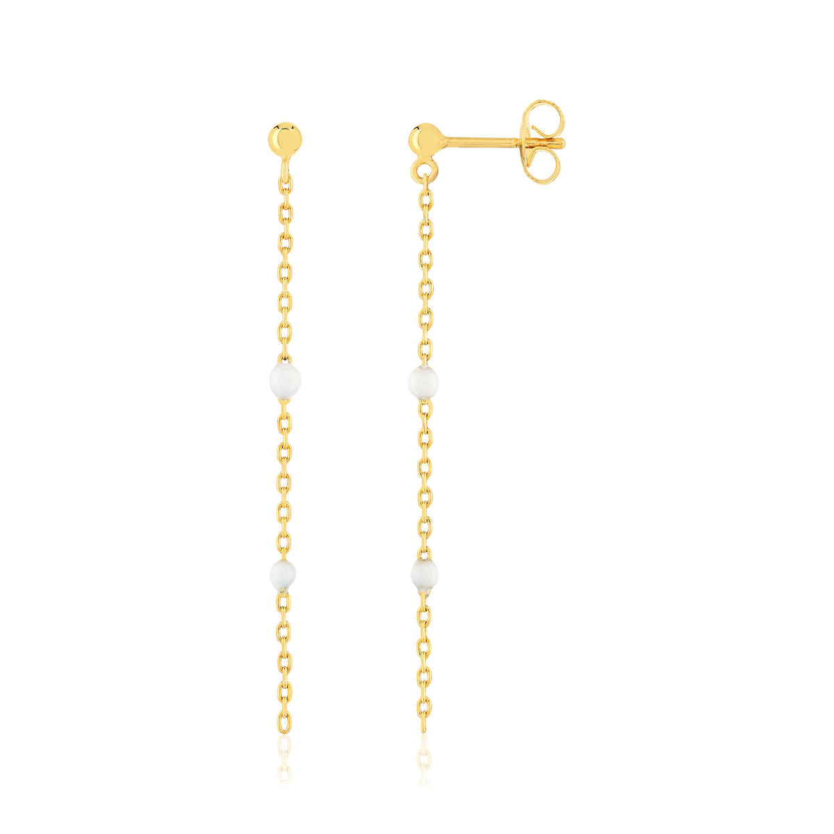 Boucles d'oreilles plaqué or résine blanche