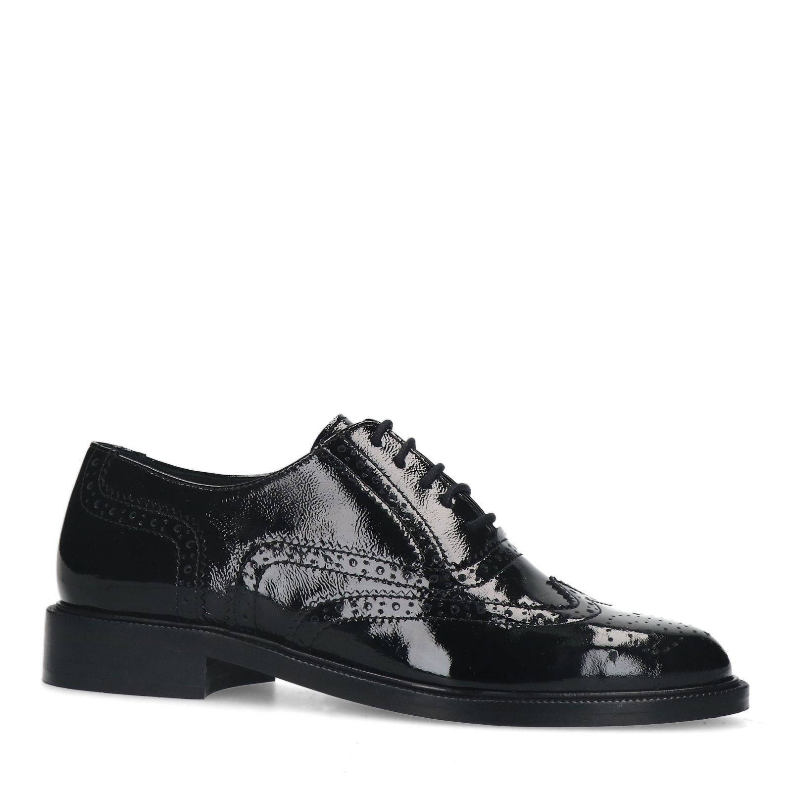 Manfield lakleren veterschoenen zwart