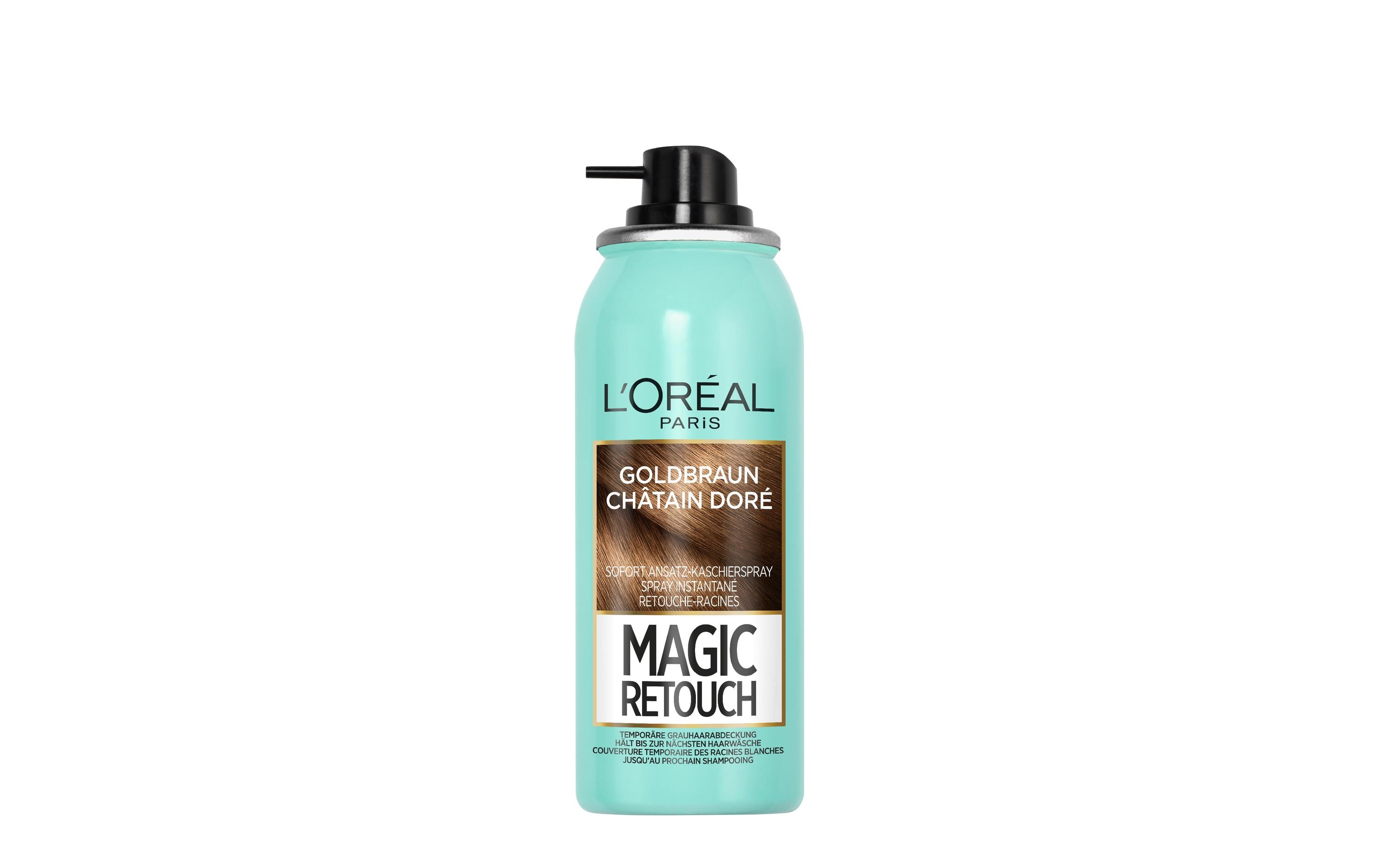 Haaransatz-Spray Magic Retouch GoldlbraunKaschiert den grauen Haaransatz in nur 3 Sekunden