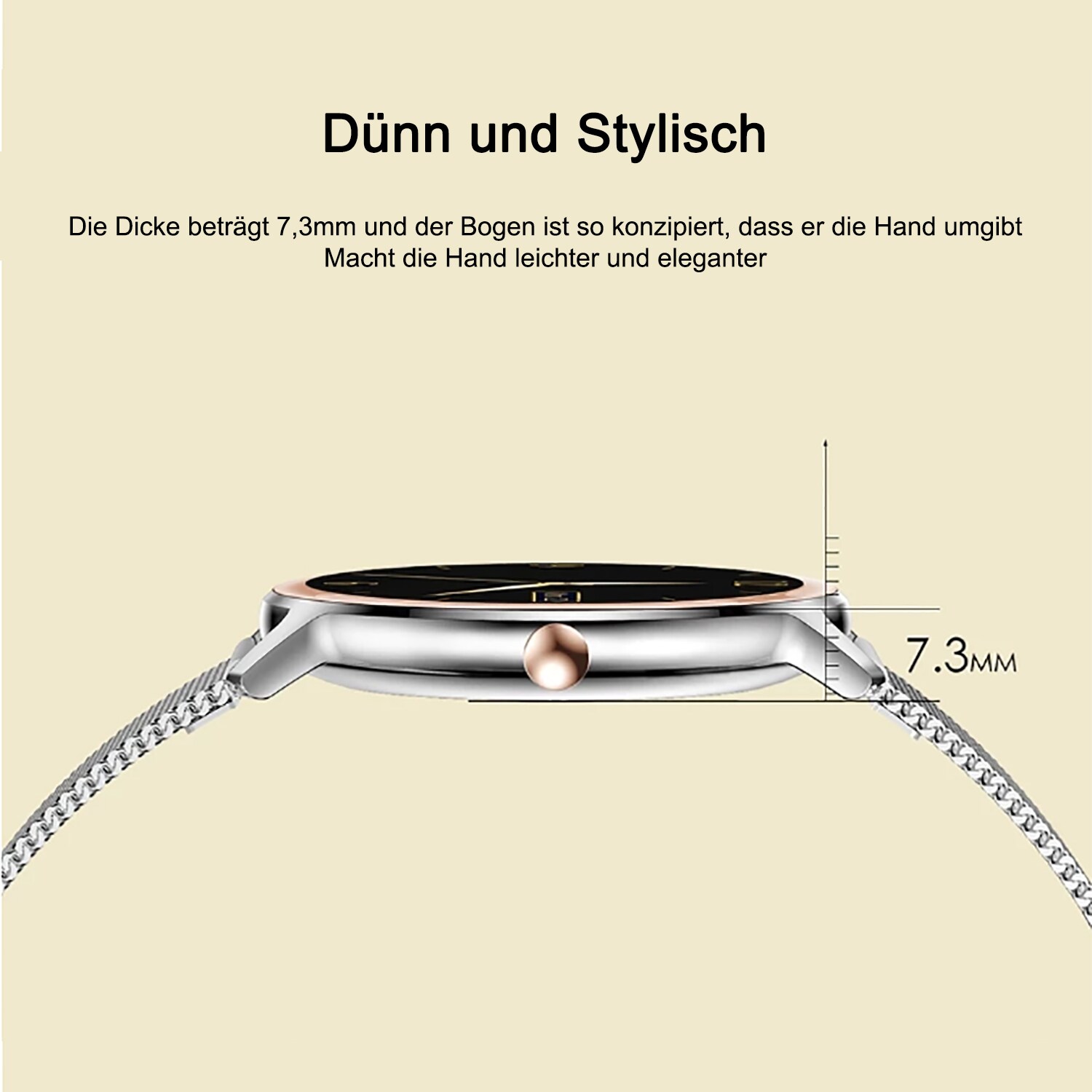 TPFNet Smart Watch / Fitness Tracker IP67 für Damen - Milanaise Armband - Android & IOS - Silber