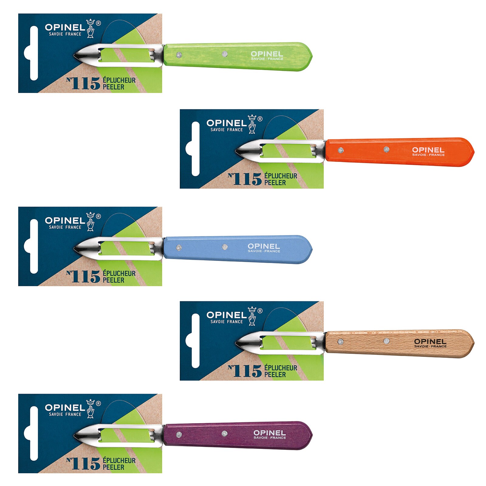 OPINEL Sparschäler 115 Gemüse Spargel Schäler Kartoffelschäler Holz links rechts Farbe: natur