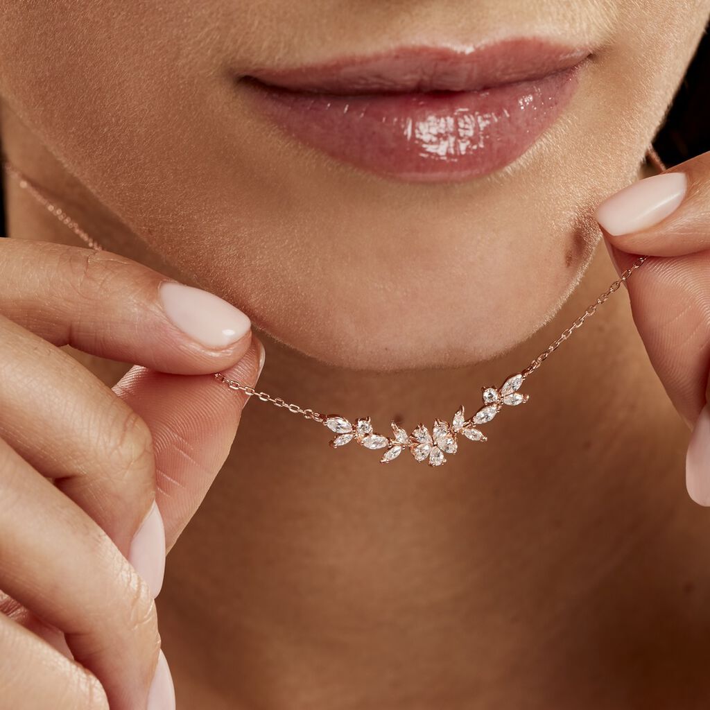 Collier Wanda Argent Rose Oxyde De Zirconium