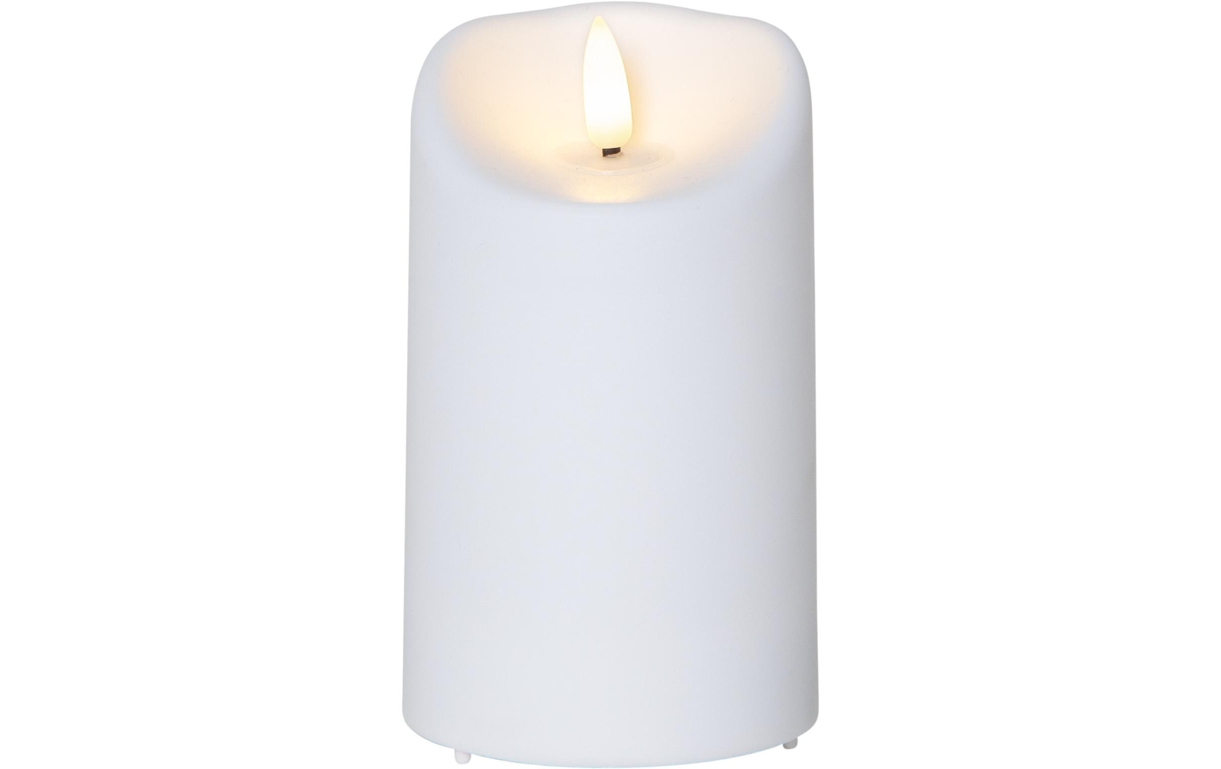 LED-Kerze Pillar Flamme Ø 7.5 x 13 cm, WeissLED-Kerze für den Aussenbereich