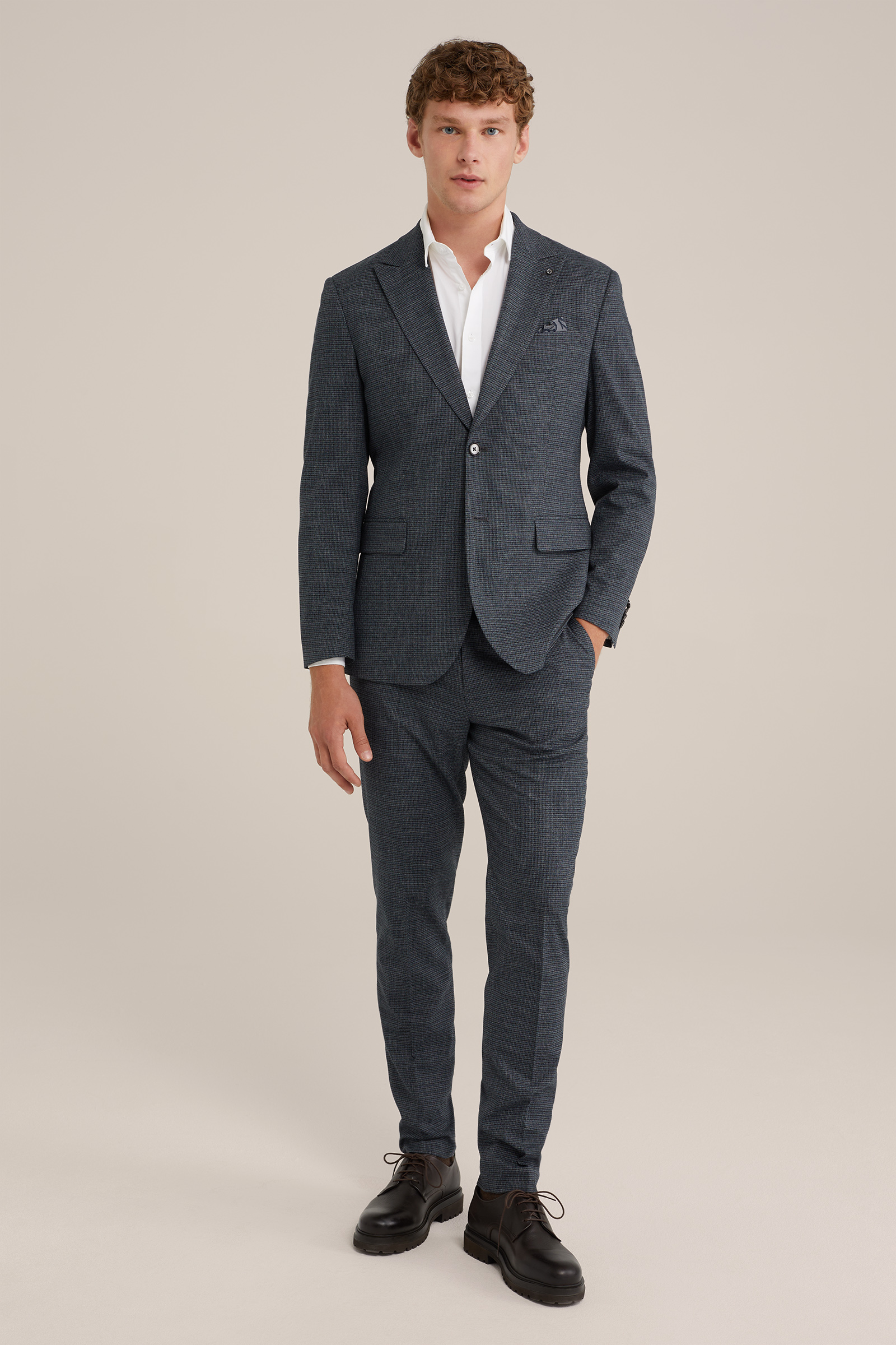 slim fit pantalon met dessin WE Fashion Donkergrijs