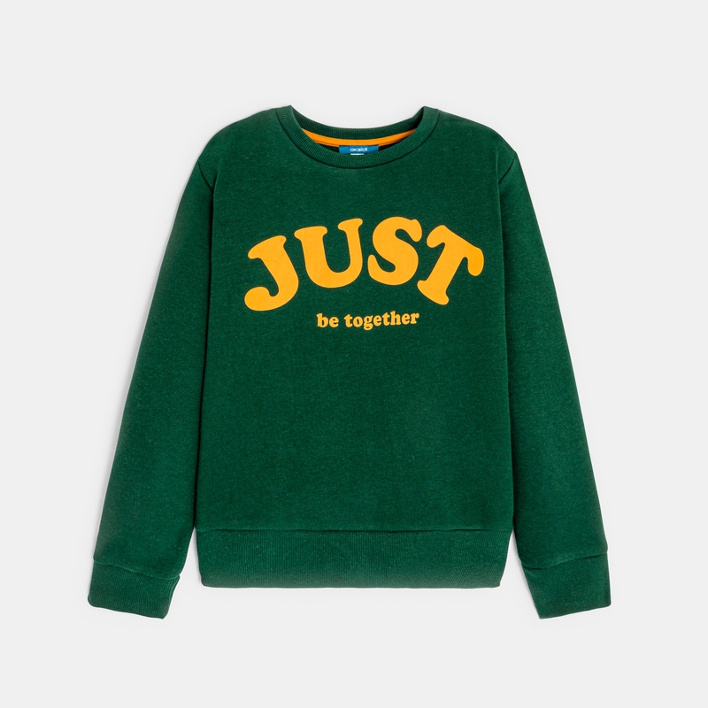 Sweat-shirt à message vert garçon