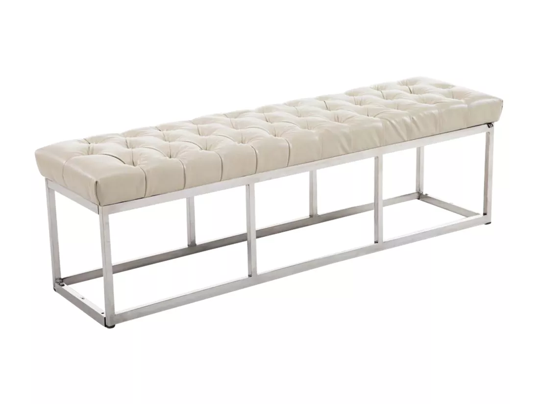 Banquette - Similicuir & Acier inoxydable - Crème - Amun