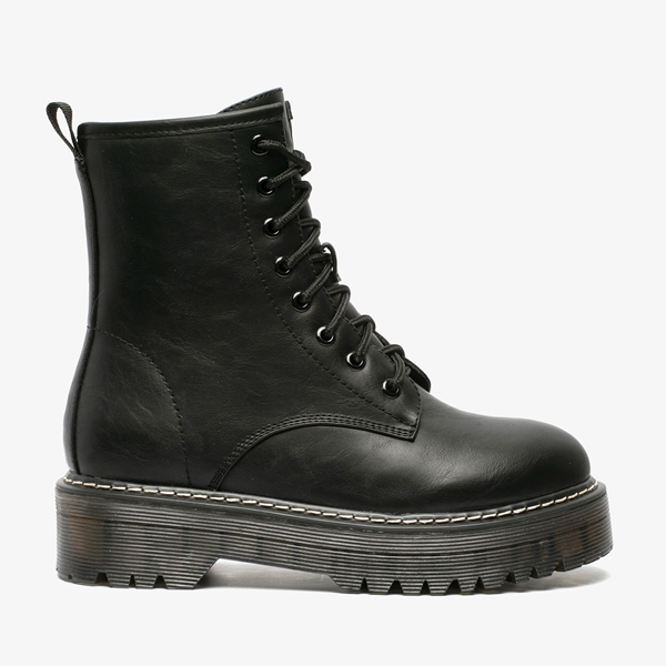 Blue Box dames veterboots met stiksels zwart