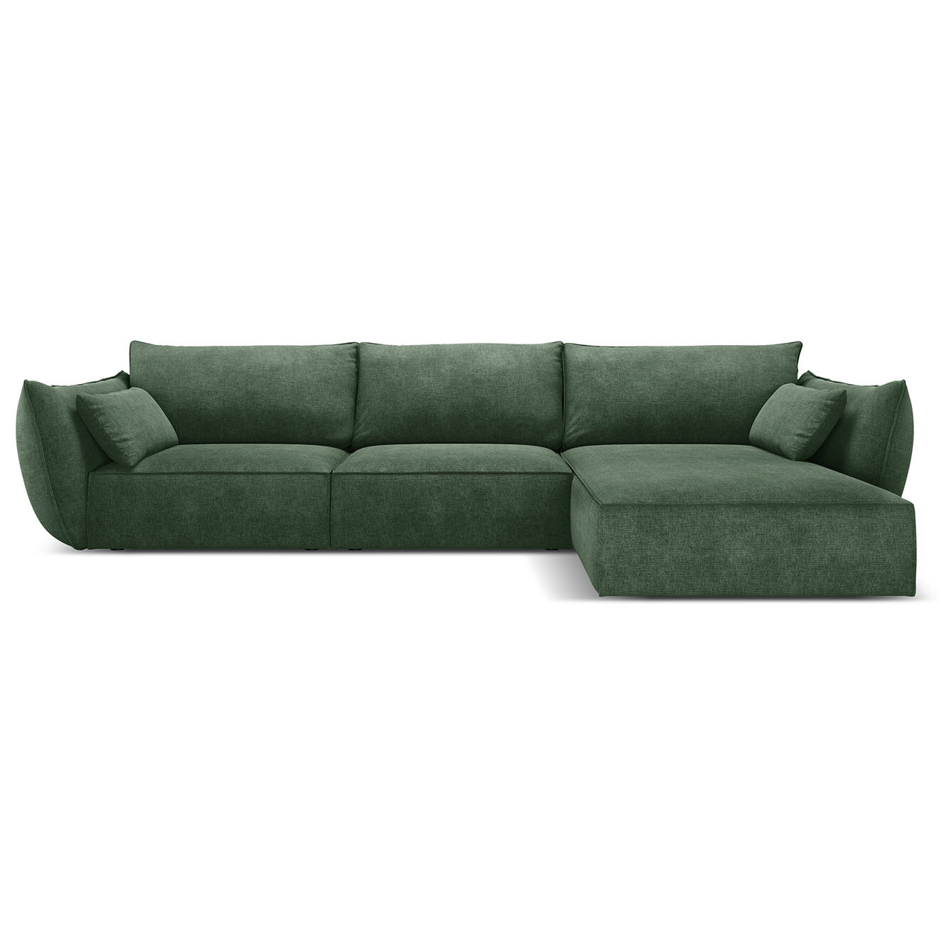 Mazzini Sofas Canapé D'Angle Droit Vanda 5 Places 2 vert bouteille - 208x166x85 cm