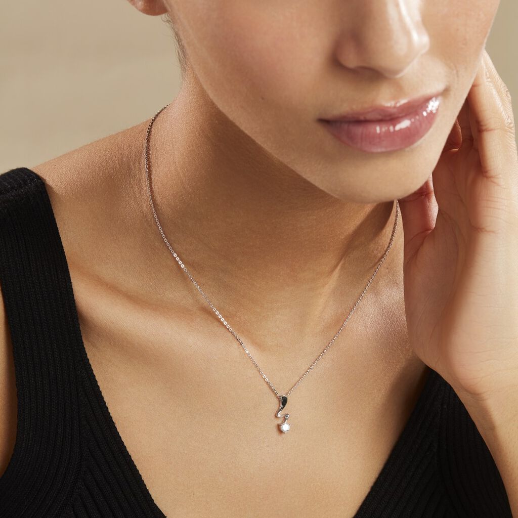 Collier Yedaz Argent Blanc Oxyde De Zirconium