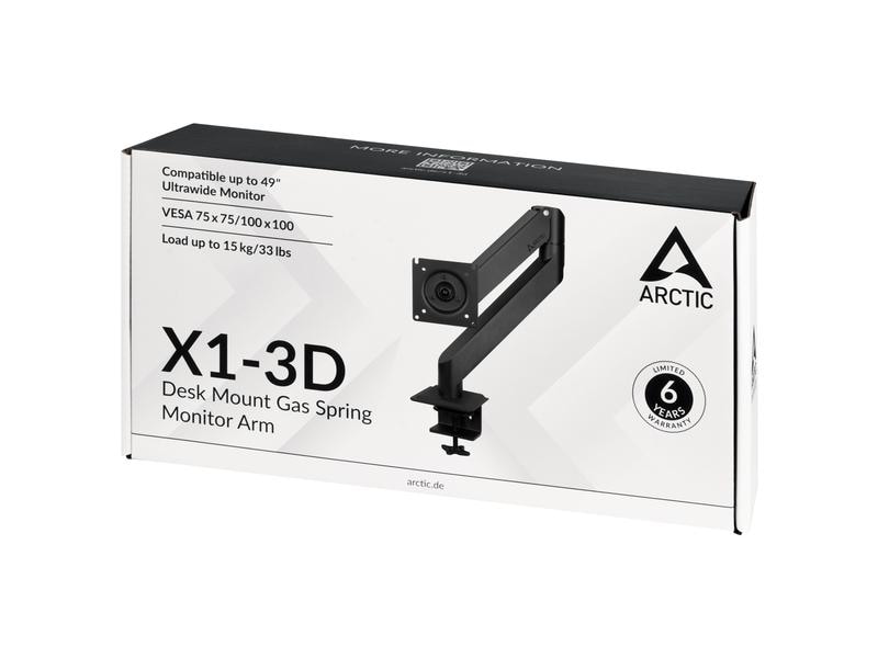 Arctic Cooling Tischhalterung X1-3D bis 10 kg – Schwarz mat Halterung für Bildschirme im Format 16:9 mit einer Bildschirmdiagonale von max. 40