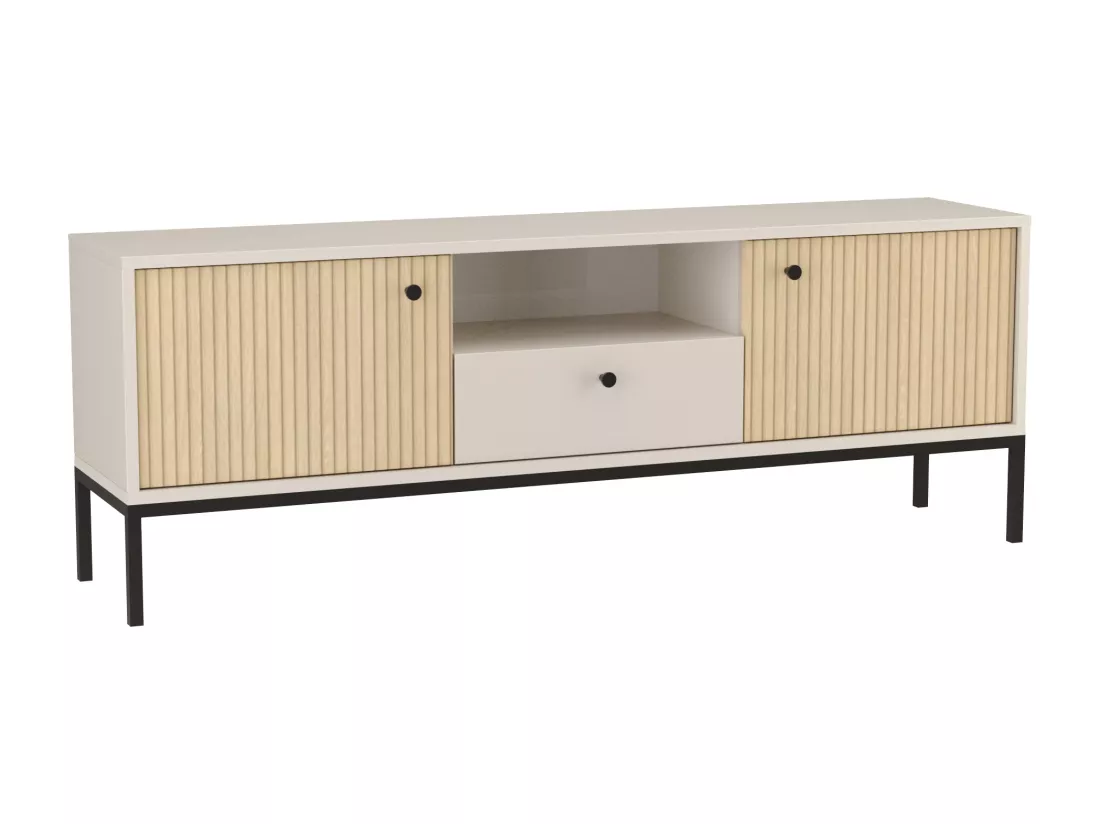 Meuble de télévision WENA, 3 portes, Gaja, 150x53x40 cm, Cachemire/Chêne Gaja