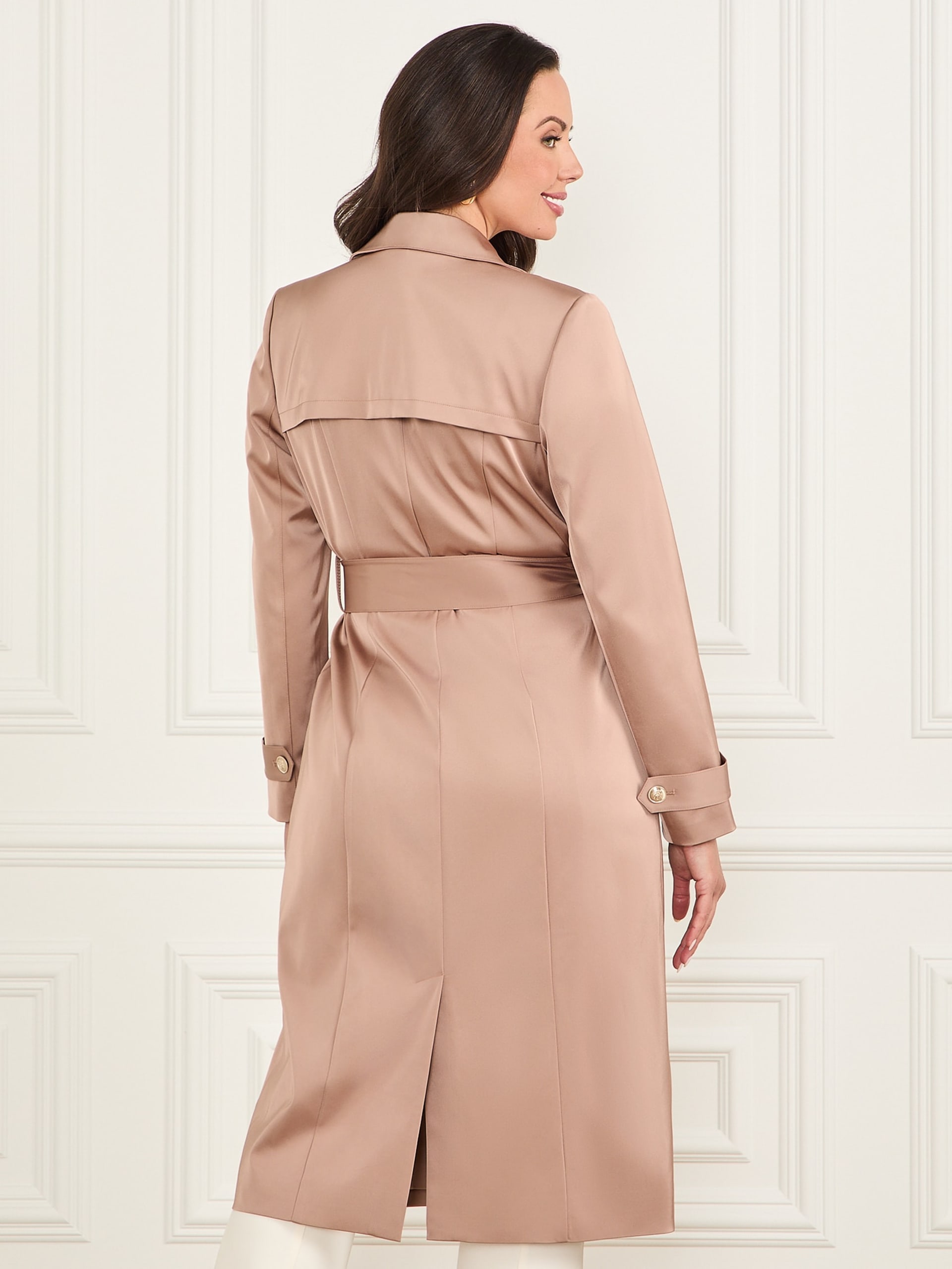 Trench coat Eleonor de cetim com amarração