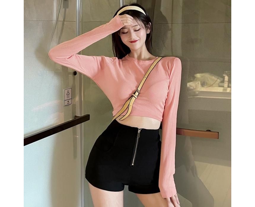 Rorah - Hoge taille effen shorts met rits