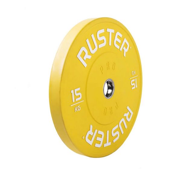 Ruster Disco Olímpico Bumper PRO Amarelo - 15kg