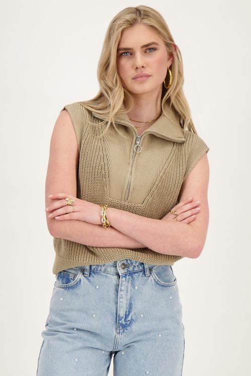 Beige spencer met rits