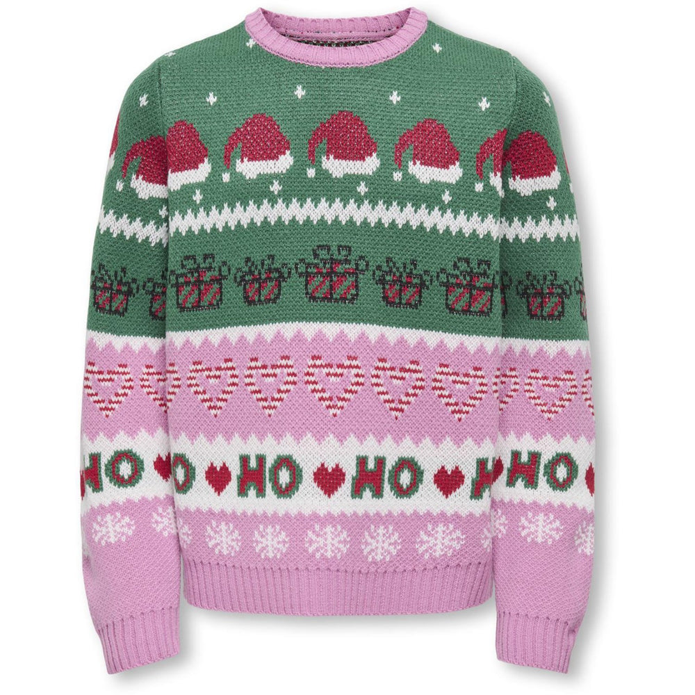 Køb kids ONLY Fuchsia Pink W. Green Jacket/Cd/Salsa/Black Koghoho Xmas Ls Pullover Knt