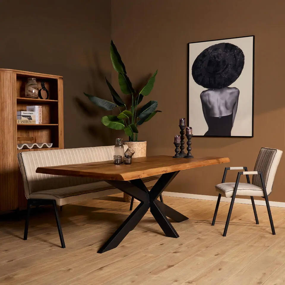 StarFurn - Rechthoekige boomstamtafel Boston - 160 cm - naturel