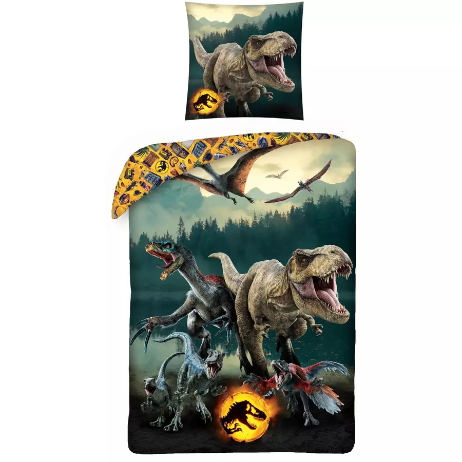 MTOnlinehandel Bettwäsche Kinder-Bettwäsche Mädchen und Jungen Lizenzmotiv, 80x80 + 135x200 Jurassic Park Movie