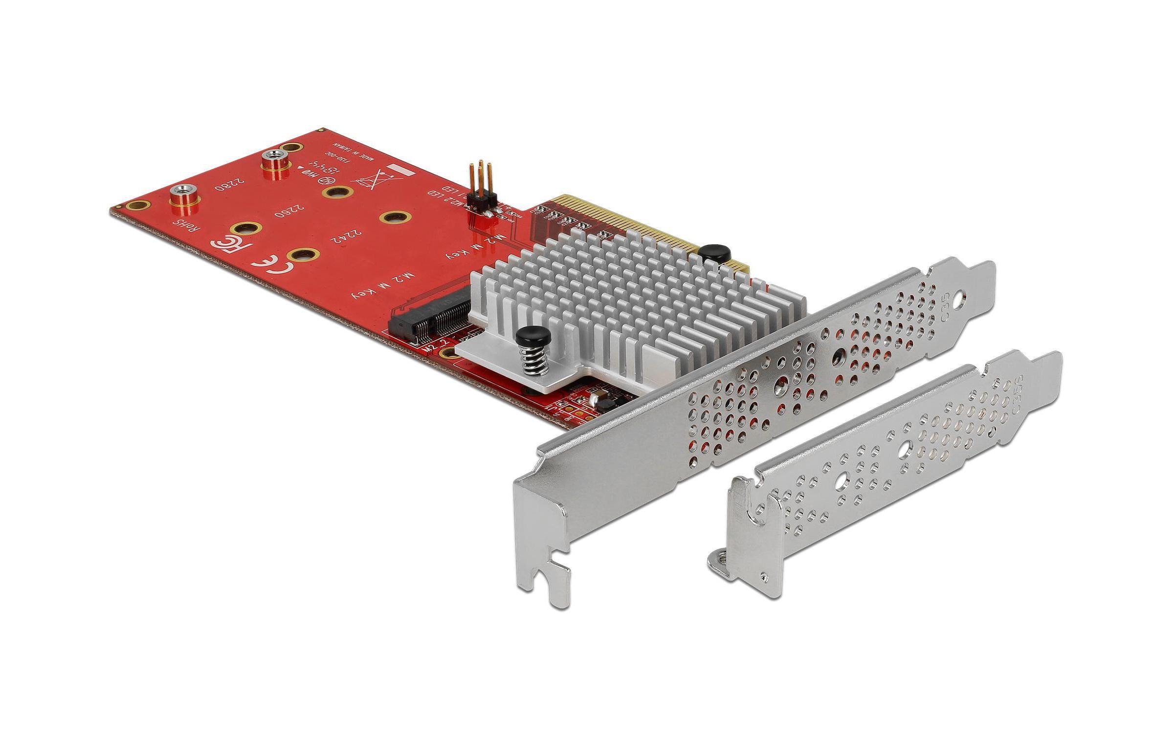 Host Bus Adapter 2x NVME M.2 SSDs, PCI-Ex8, bootfähig<br>Delock PCI Express x8 Karte zu 2 x intern NVMe M.2 Key M – Low Profile Formfaktor
